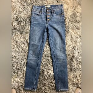Madewell 9” Mid-Rise Skinny Crop Button Fly Jeans Blue Size 24